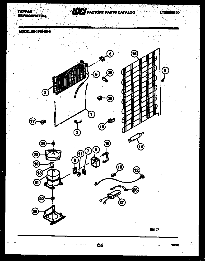 Tappan 95-1589-00-00 system and automatic defrost parts diagram