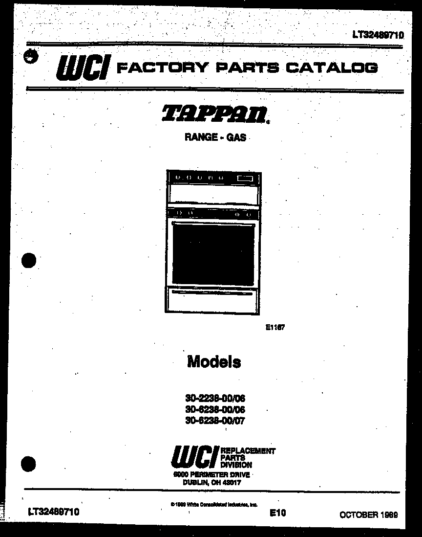 Tappan 30-6238-00-07 cover page diagram