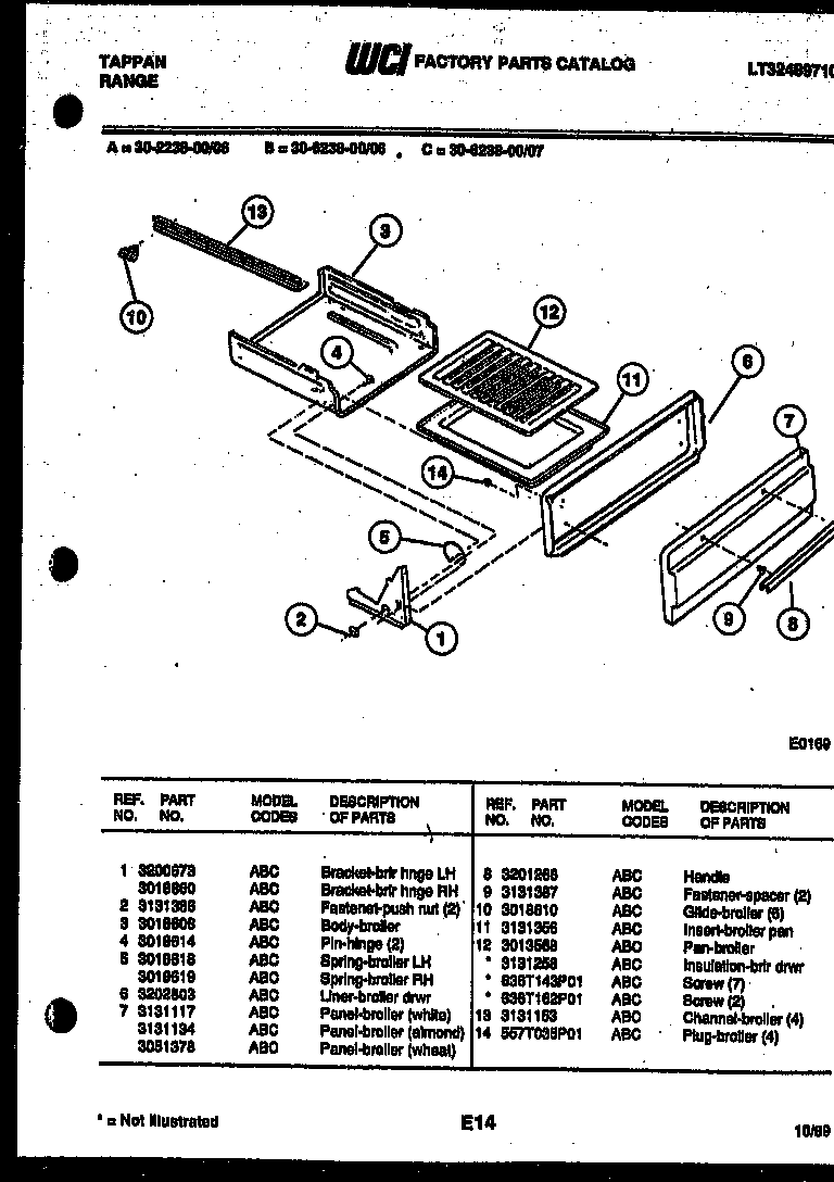 Tappan 30-6238-00-07 broiler drawer parts diagram