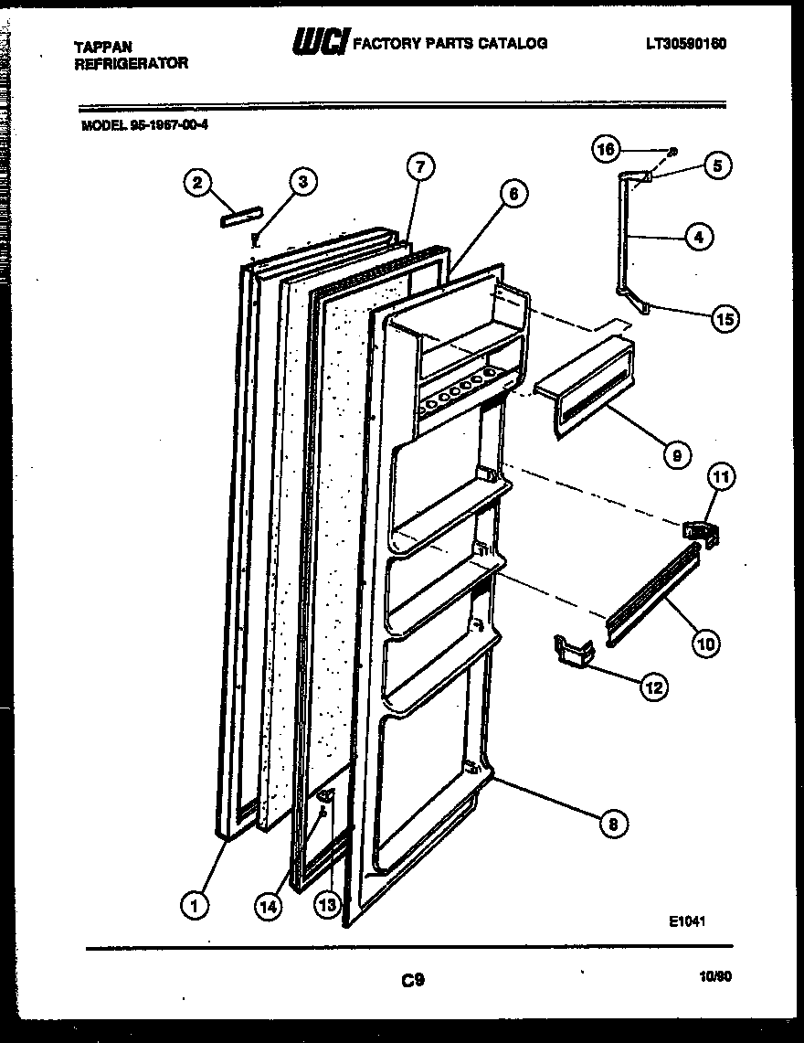 Tappan 95-1967-00-04 refrigerator door parts diagram