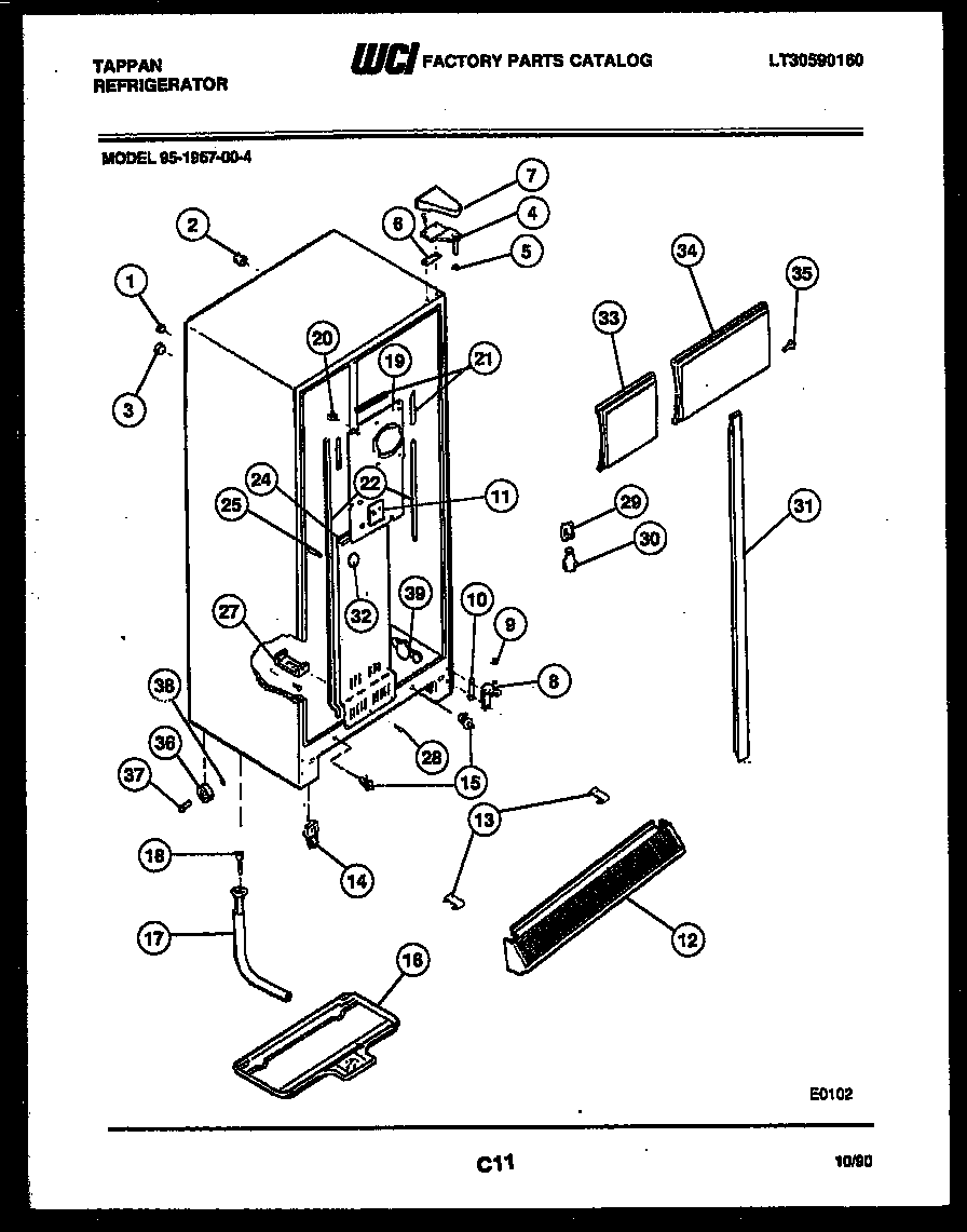 Tappan 95-1967-00-04 cabinet parts diagram
