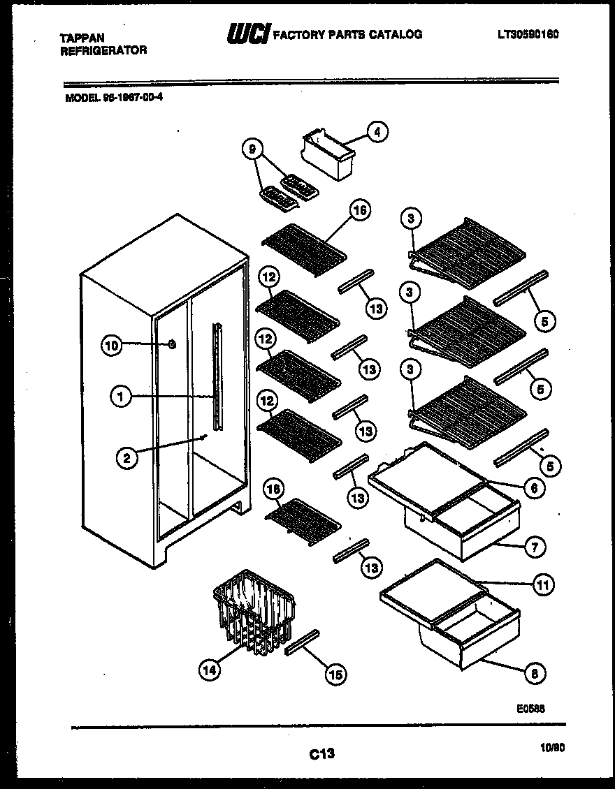 Tappan 95-1967-00-04 shelves and supports diagram