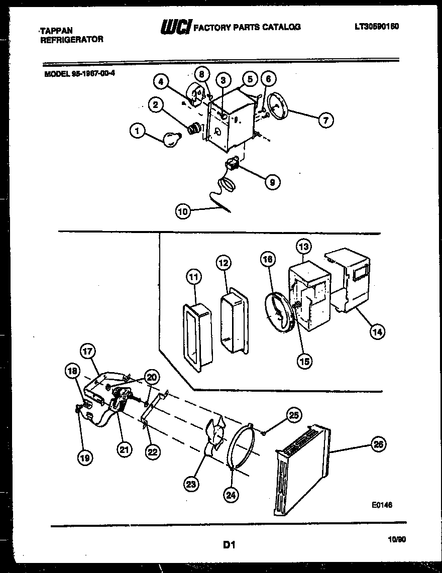 Tappan 95-1967-00-04 refrigerator control assembly, damper control assembly and f diagram