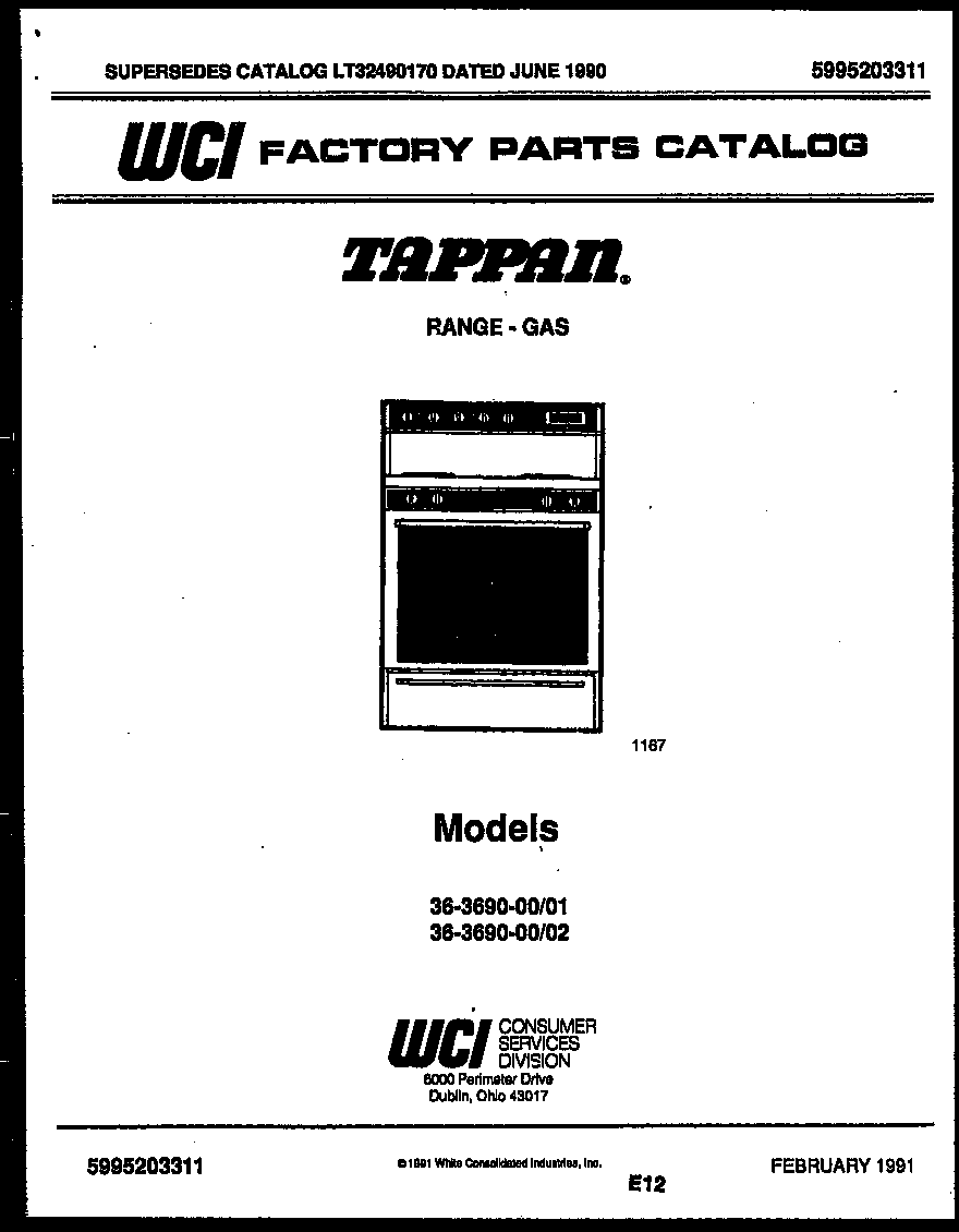 Tappan 36-3690-00-01 cover page diagram