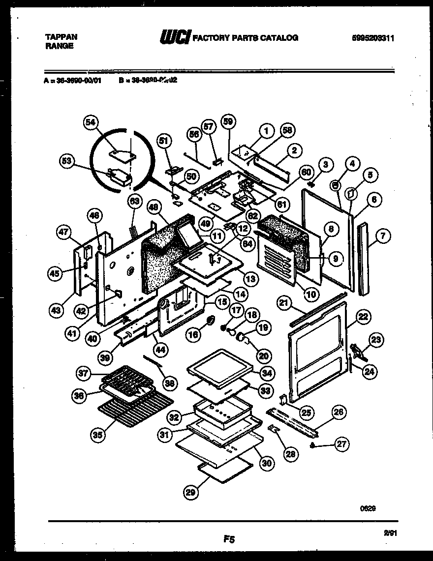 Tappan 36-3690-00-01 body parts diagram