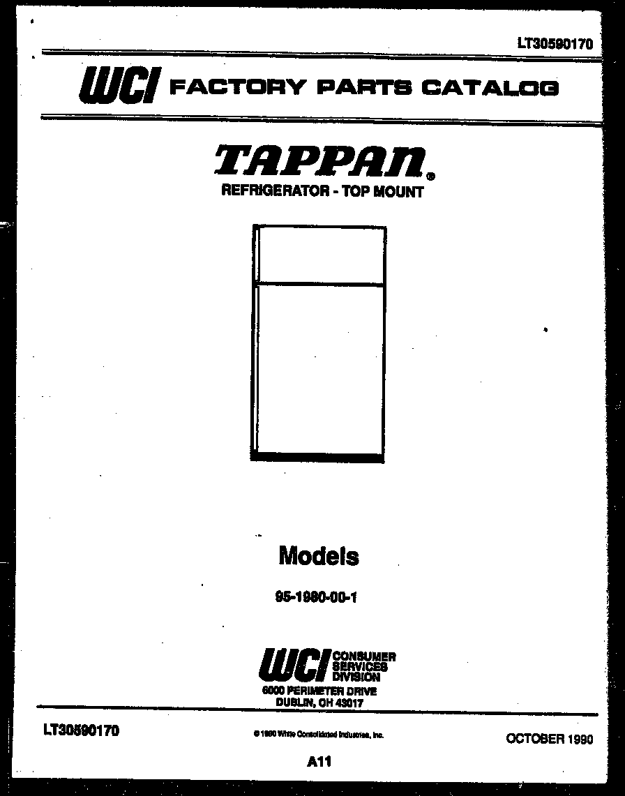 Tappan 95-1980-00-01 cover diagram