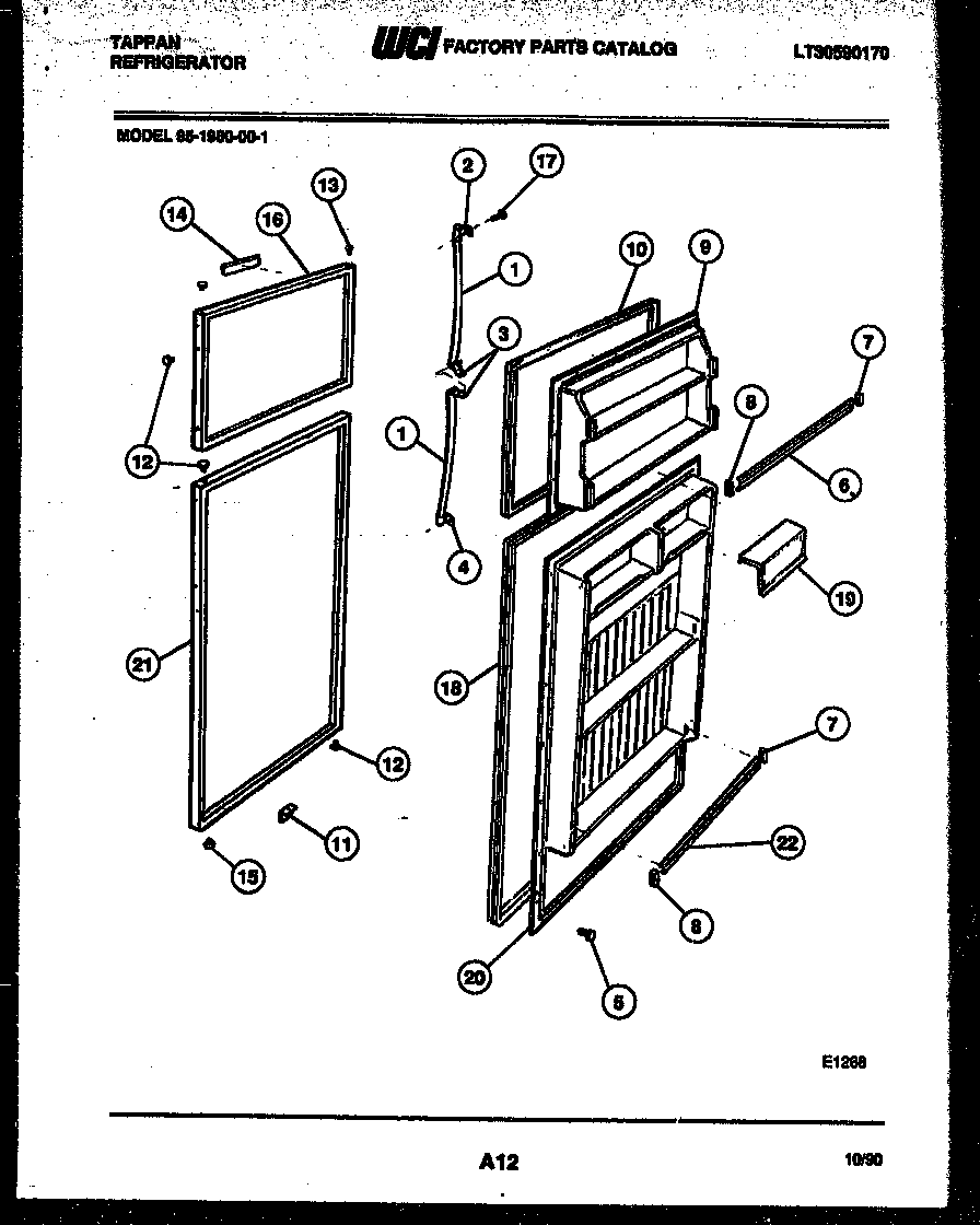 Tappan 95-1980-00-01 door parts diagram