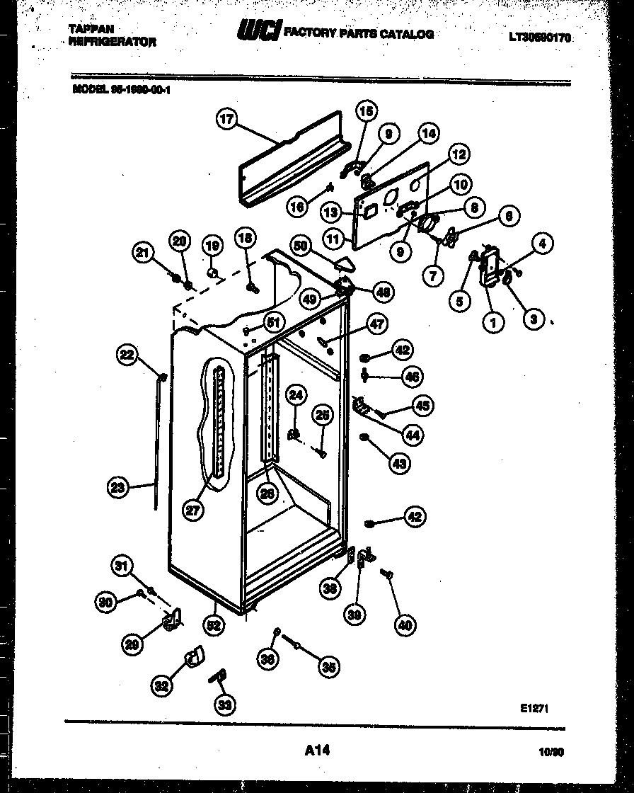 Tappan 95-1980-00-01 cabinet parts diagram