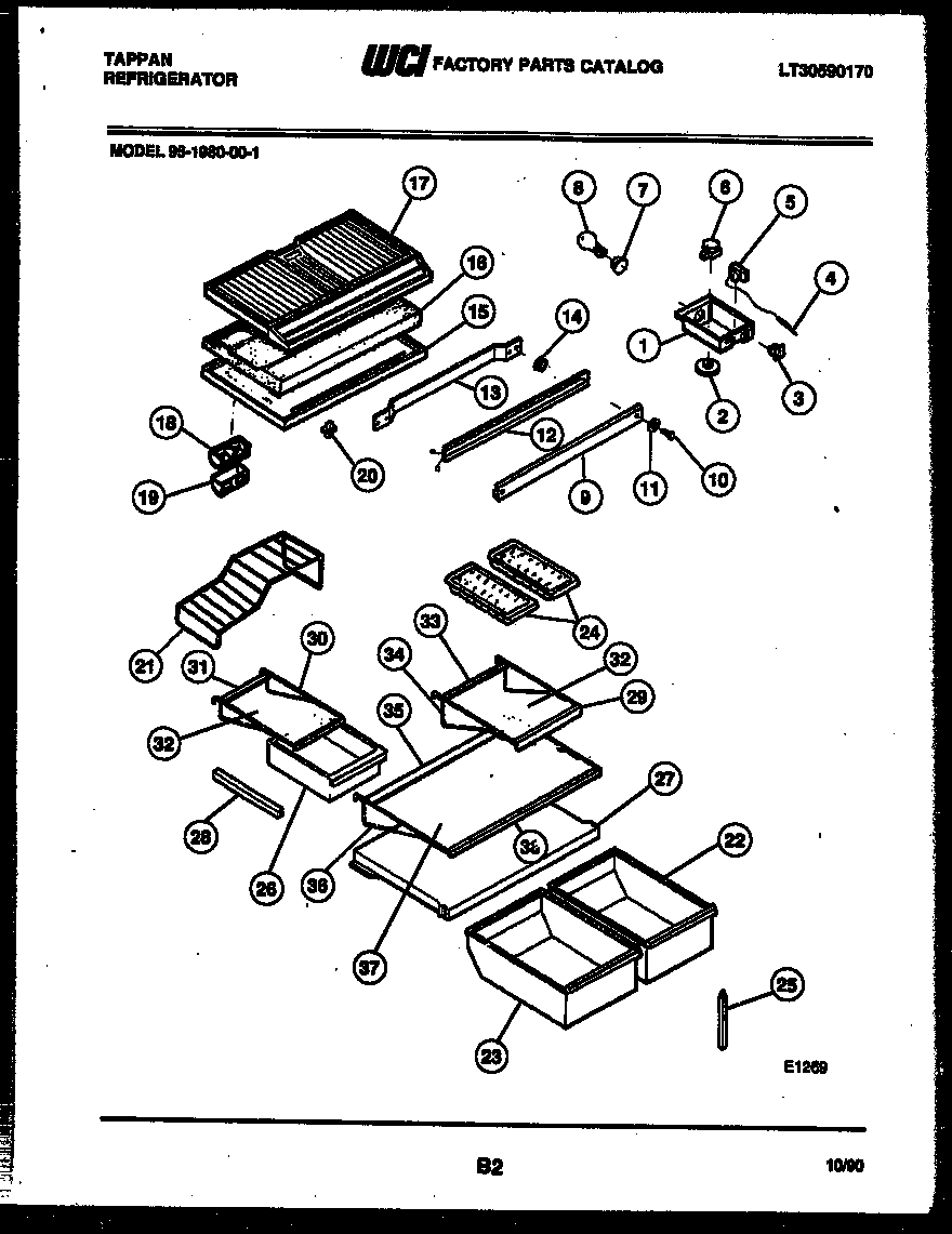 Tappan 95-1980-00-01 shelves and supports diagram