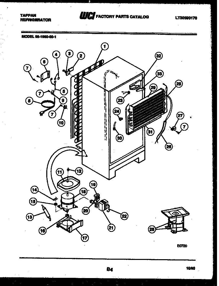 Tappan 95-1980-00-01 system and automatic defrost parts diagram