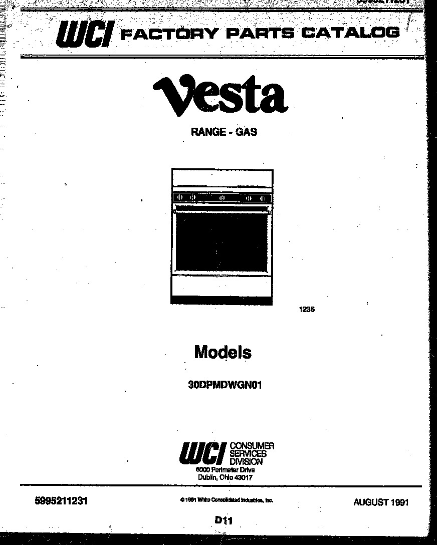 Tappan 30DPMDWGN1 cover page diagram