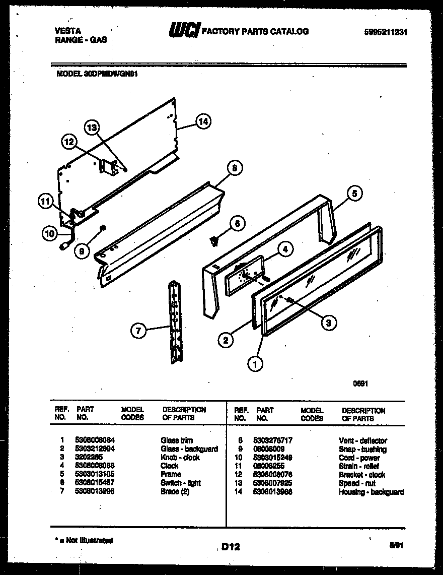 Tappan 30DPMDWGN1 backguard diagram