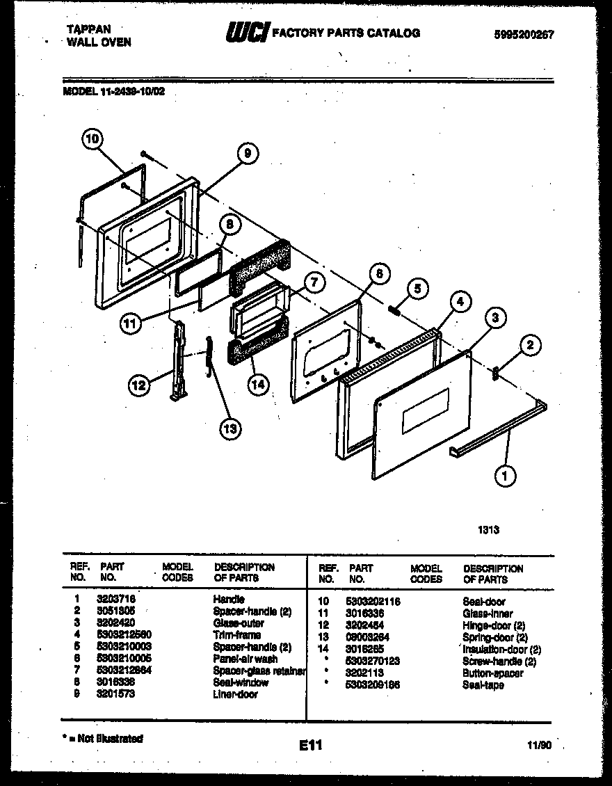 Tappan 11-2439-00-02 door parts diagram