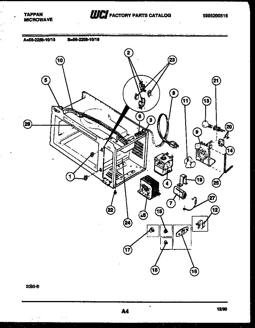 Tappan 56-2258-10-15 functional parts diagram