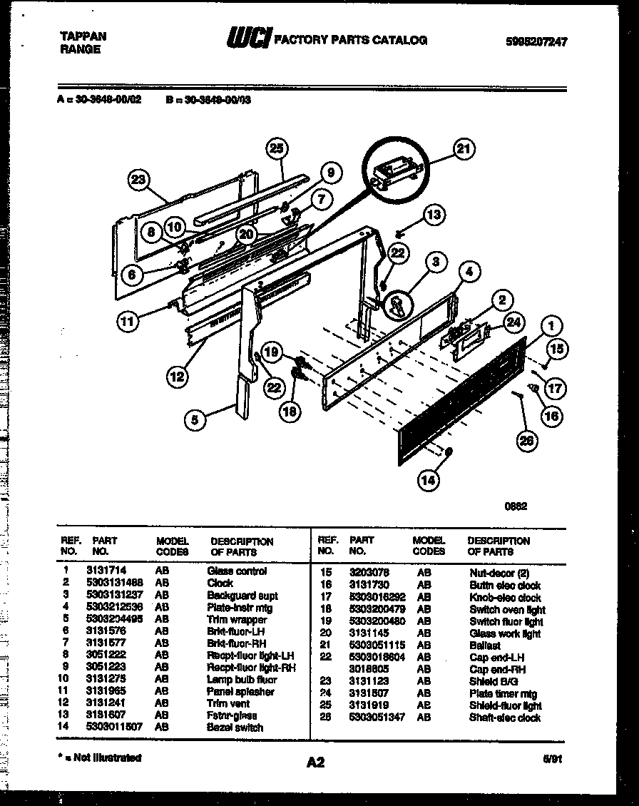 Tappan 30-3648-66-02 backguard diagram