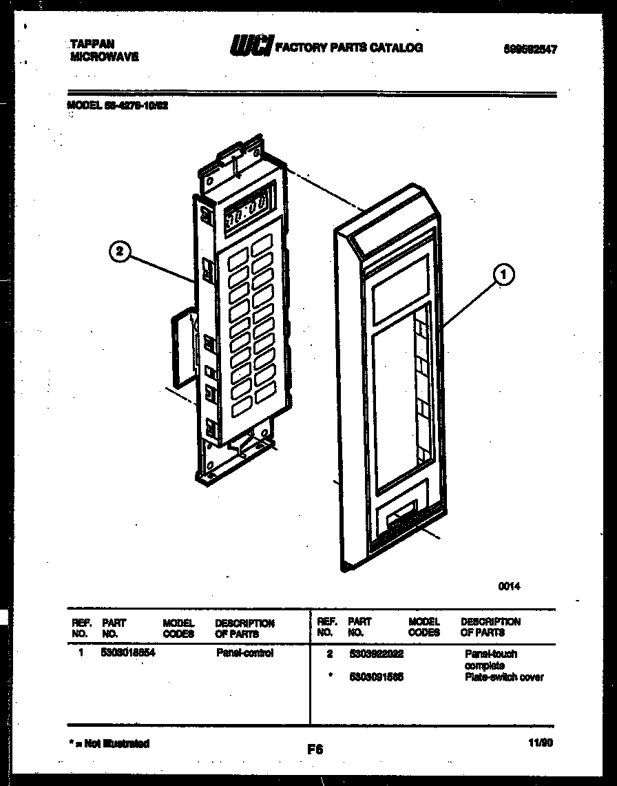 Tappan 56-4278-10-02 control panel diagram