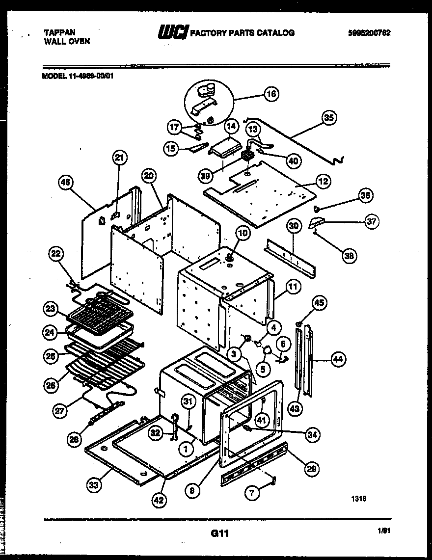 Tappan 11-4989-00-01 body parts diagram