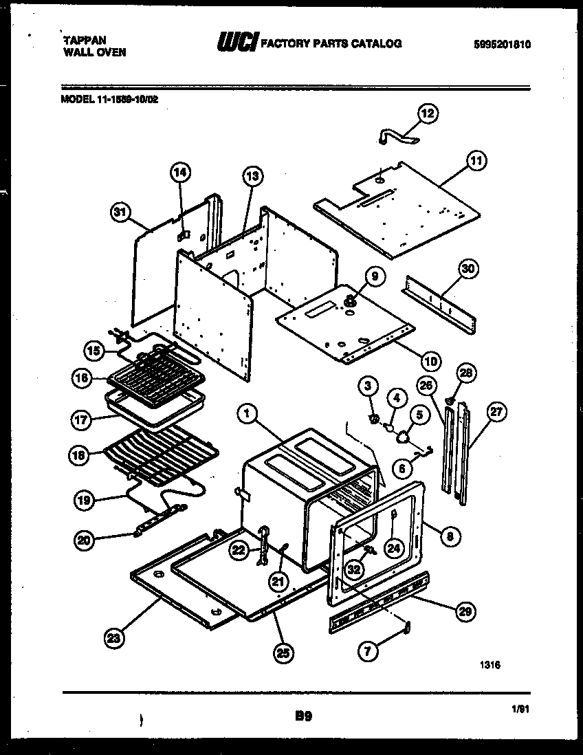 Tappan 11-1559-00-02 body parts diagram