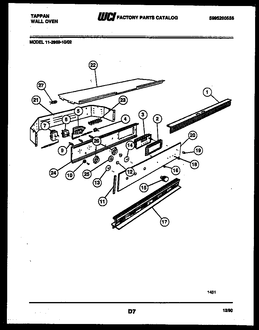 Tappan 11-2969-00-02 control panel diagram
