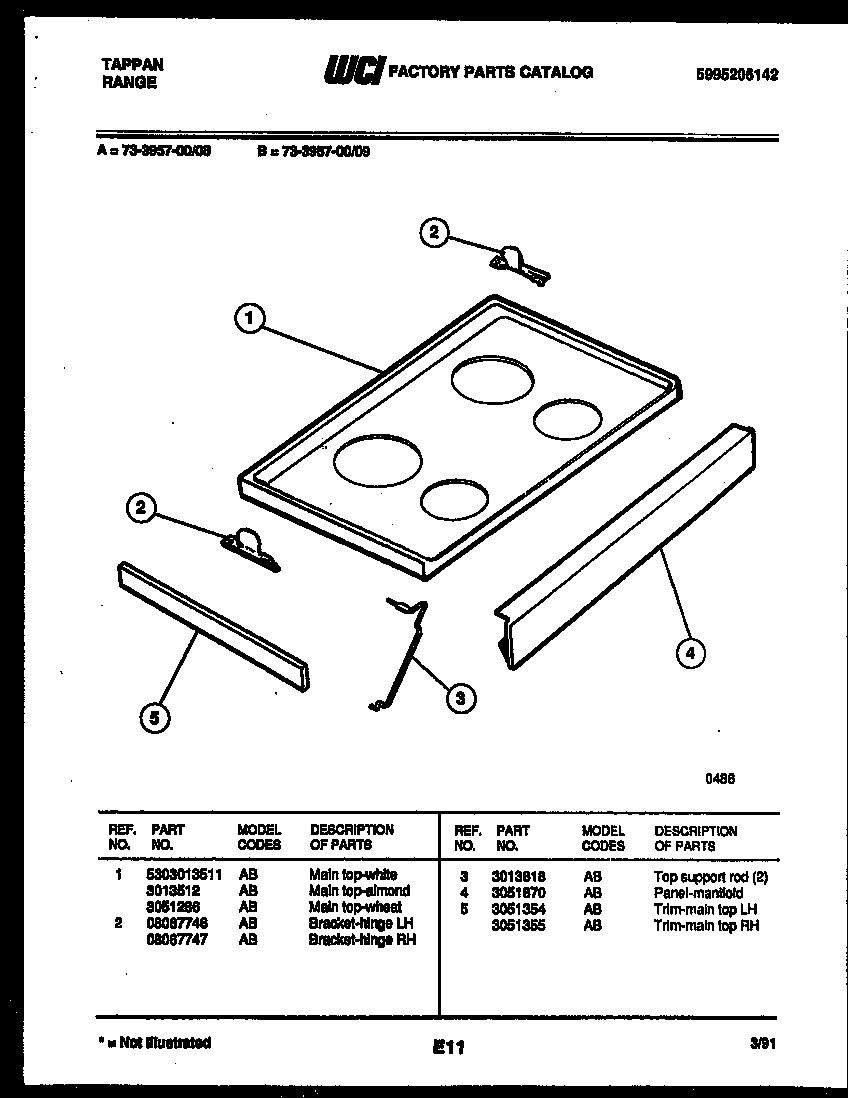 Tappan 73-3957-23-09 cooktop parts diagram