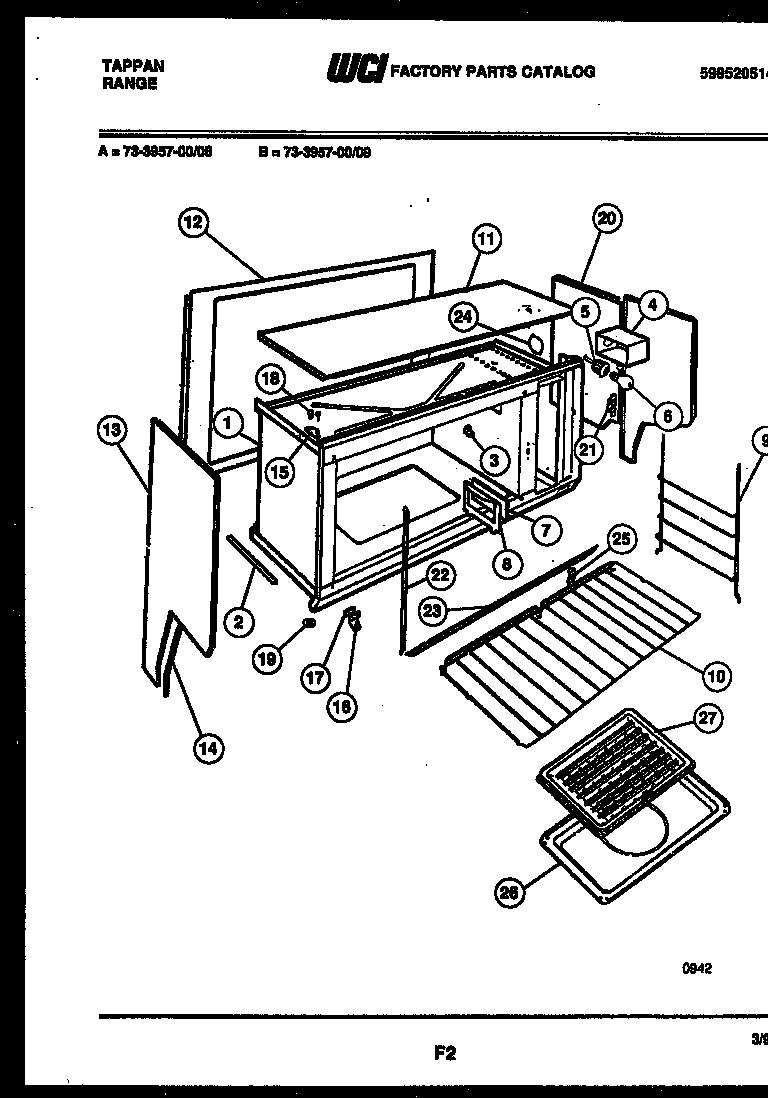 Tappan 73-3957-23-09 upper body parts diagram