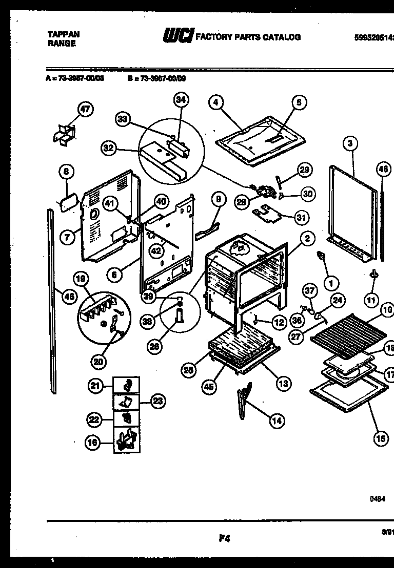 Tappan 73-3957-23-09 lower body parts diagram