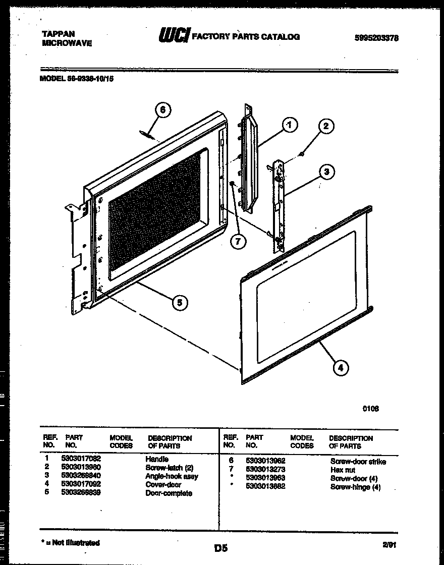 Tappan 56-9338-10-15 door parts diagram
