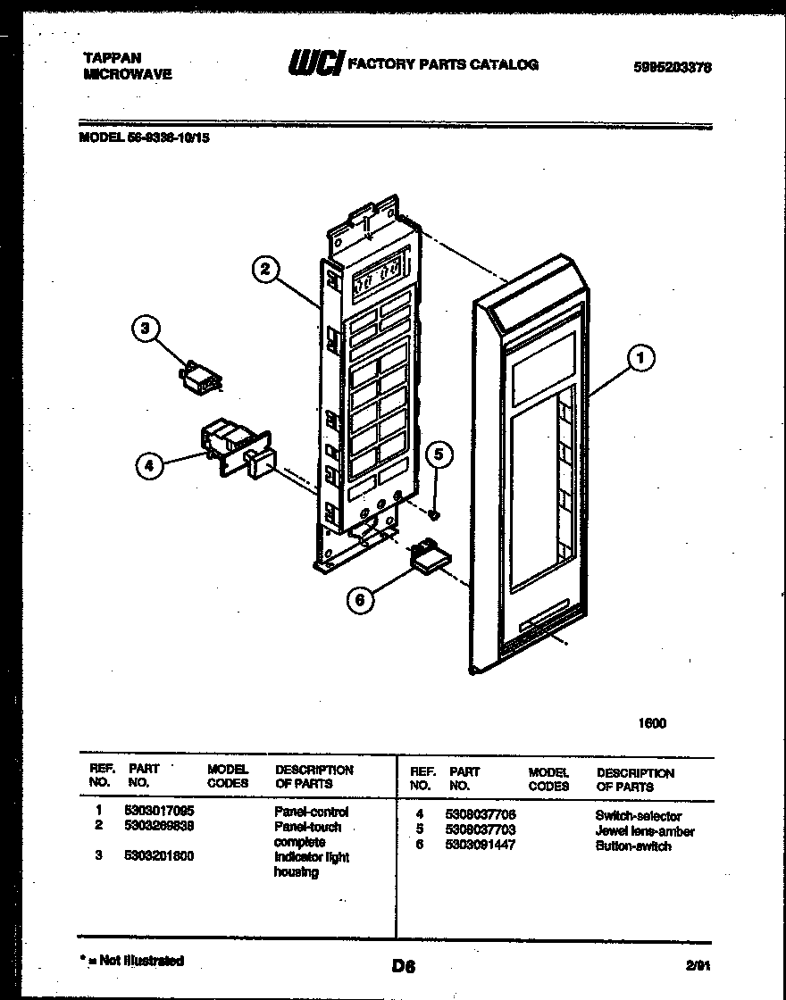 Tappan 56-9338-10-15 control panel diagram