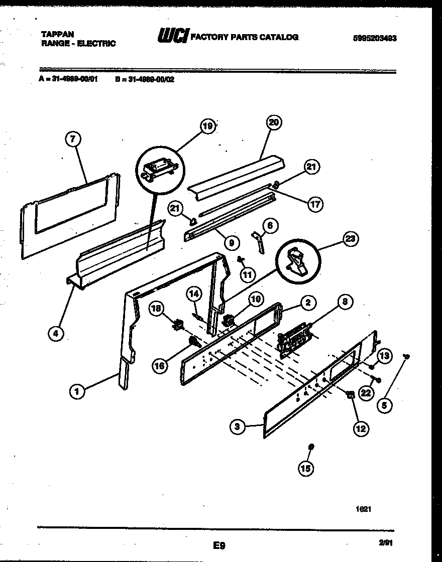 Tappan 31-4989-00-01 backguard diagram