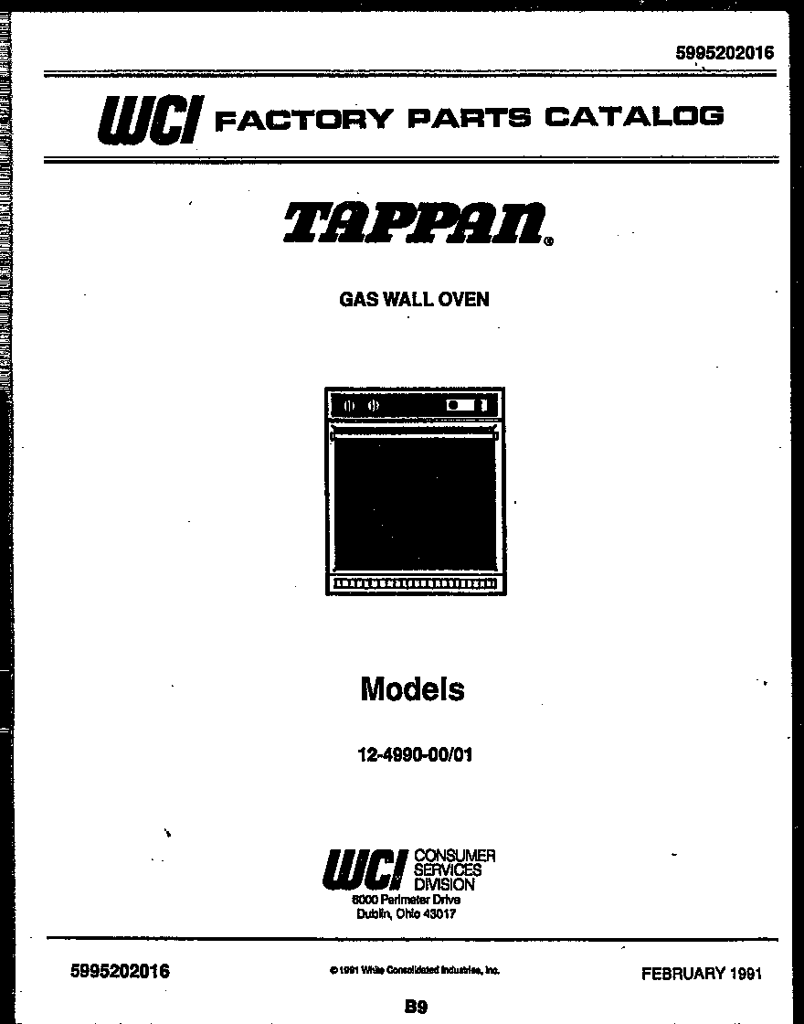 Tappan 12-4990-00-01 cover page diagram