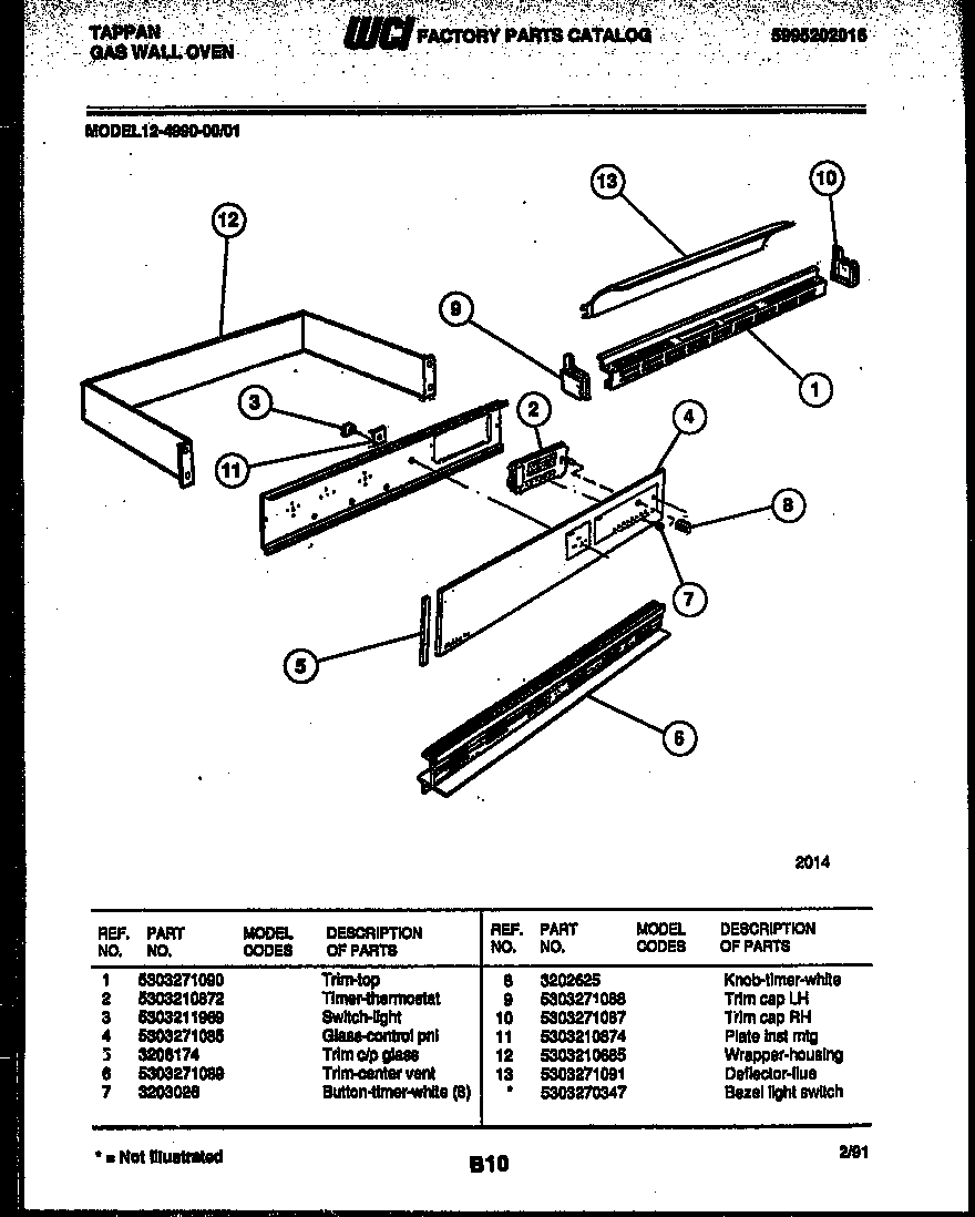 Tappan 12-4990-00-01 control panel diagram