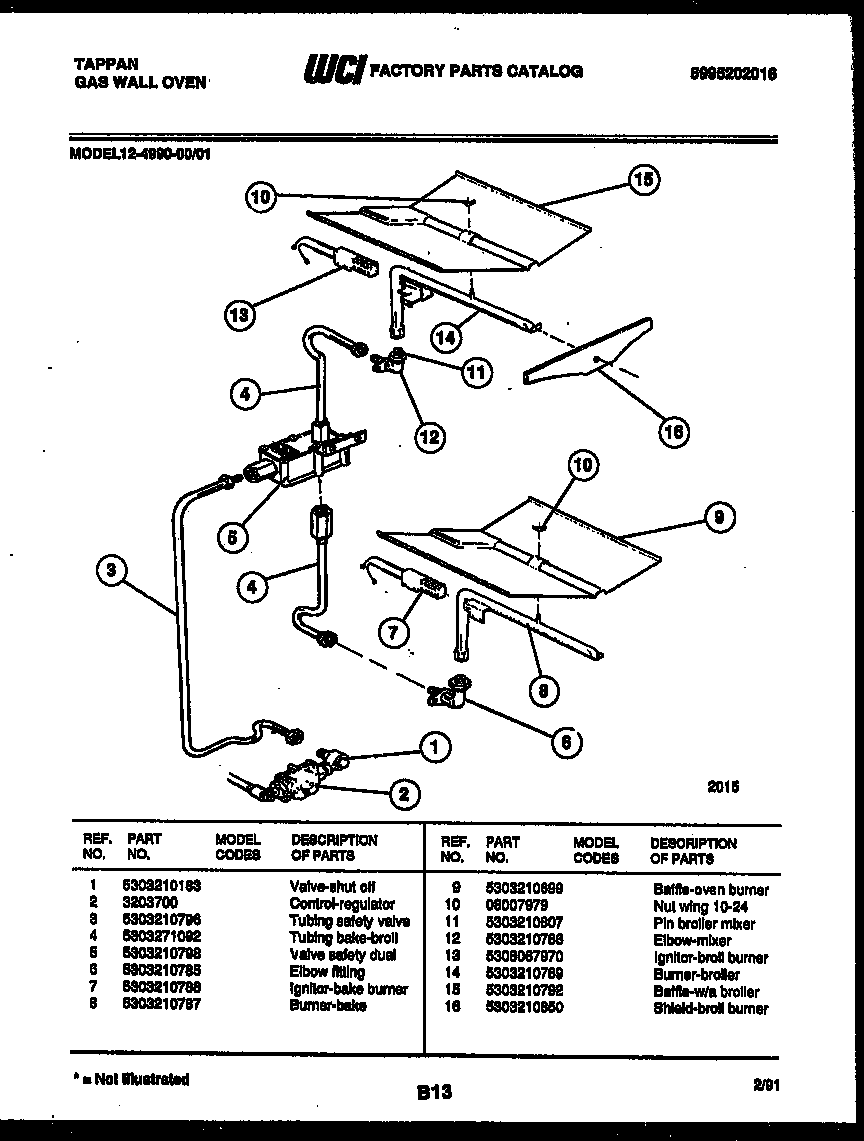 Tappan 12-4990-00-01 gas control diagram