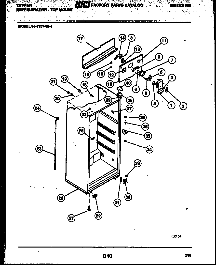Tappan 95-1757-23-04 cabinet parts diagram