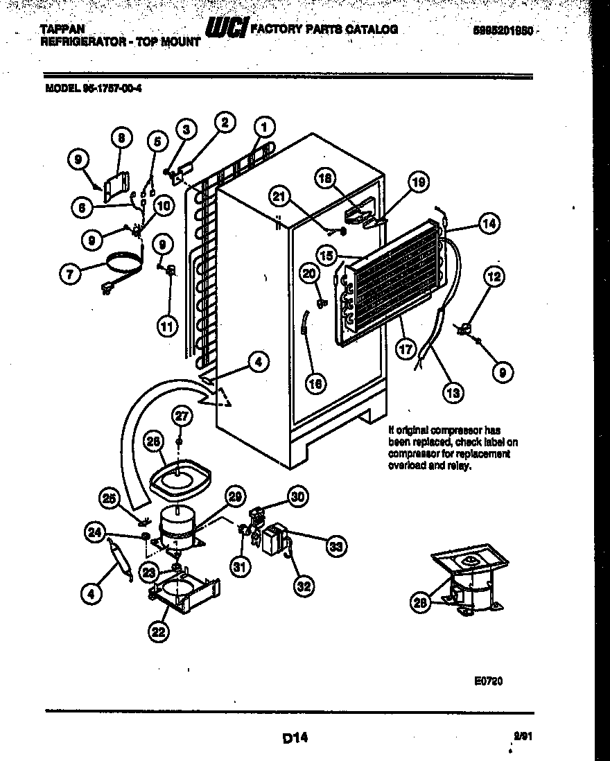 Tappan 95-1757-23-04 system and automatic defrost parts diagram
