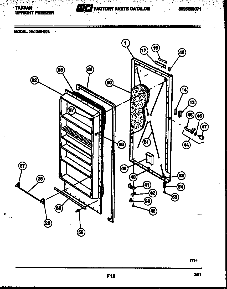 Tappan 99-1348-003 chest freezer parts diagram