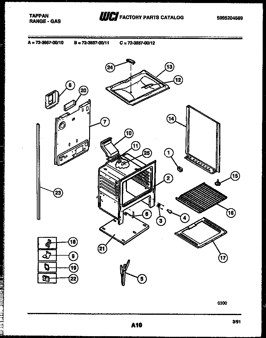 Tappan 72-3657-00-12 lower body parts diagram