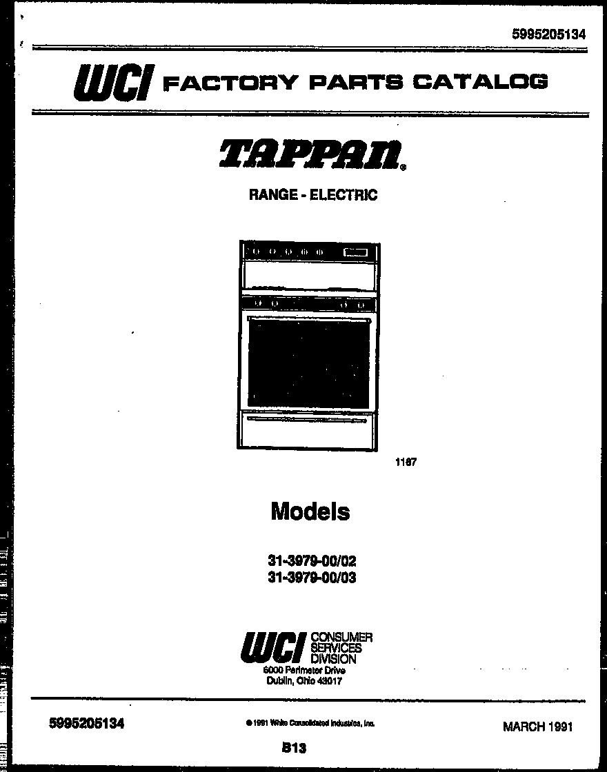 Tappan 31-3979-00-02 cover page diagram
