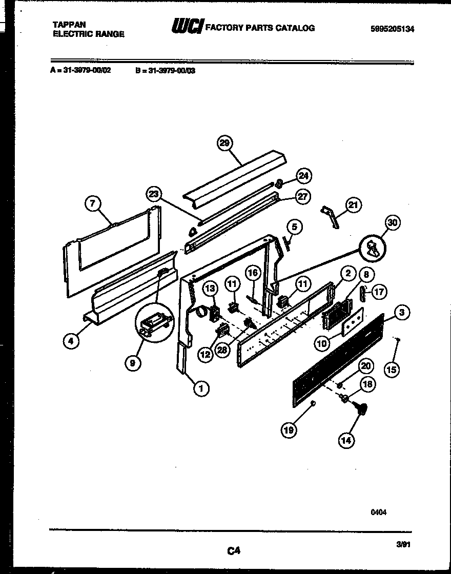 Tappan 31-3979-00-02 backguard diagram