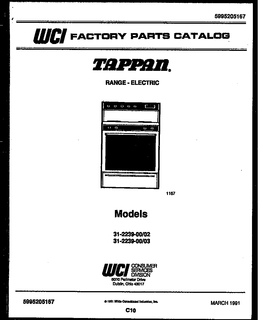 Tappan 31-2239-00-02 cover page diagram