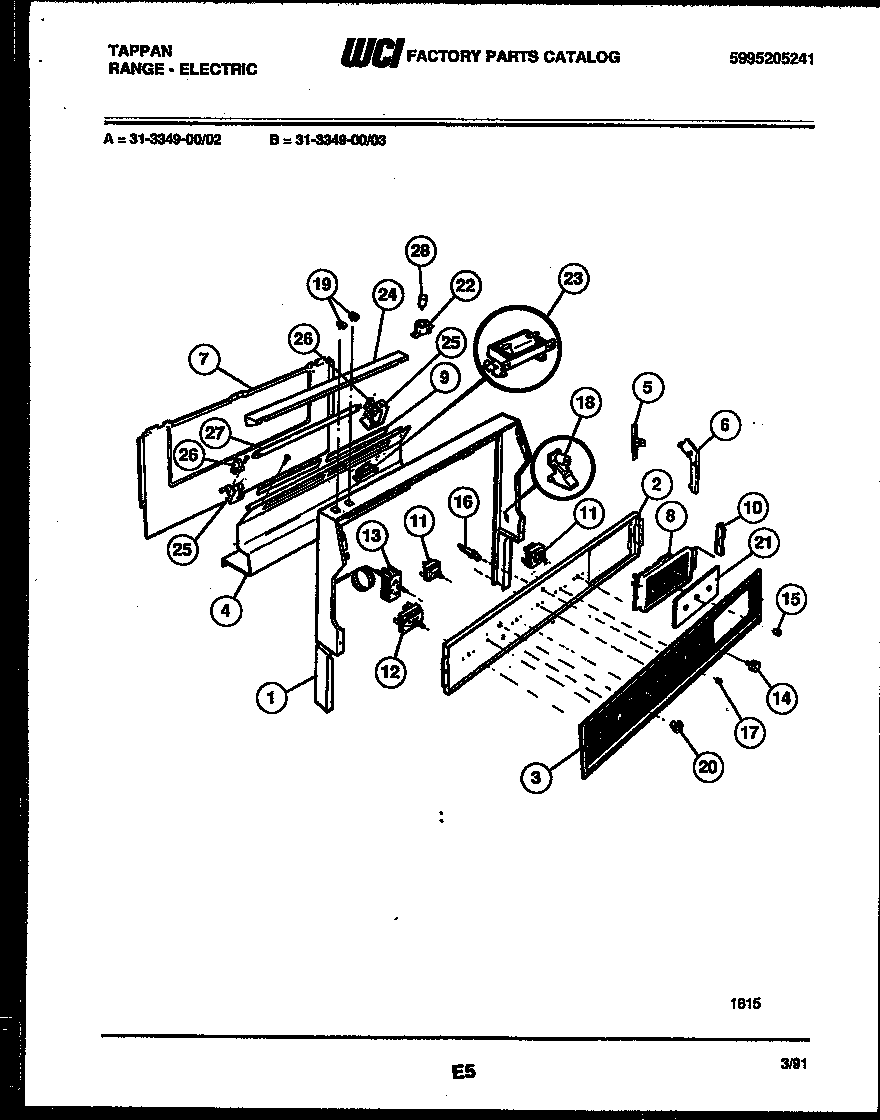 Tappan 31-3349-00-03 backguard diagram