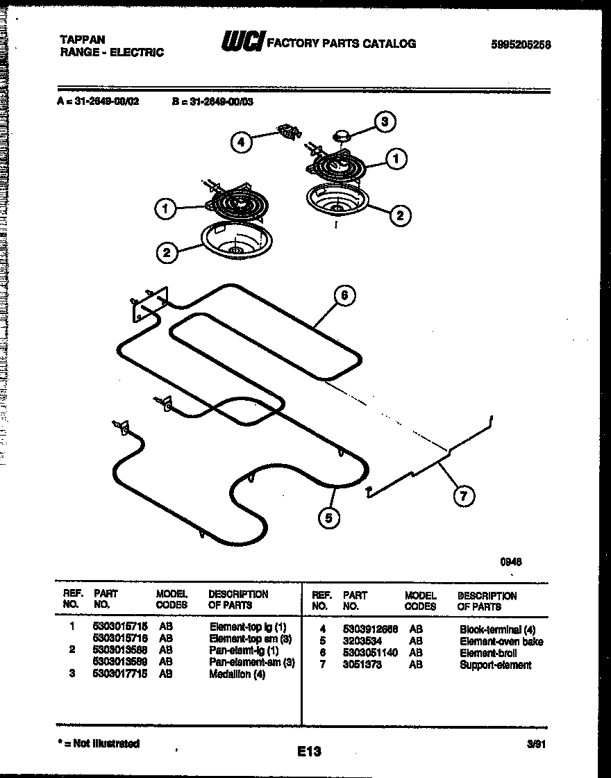 Tappan 31-2649-00-02 broiler parts diagram