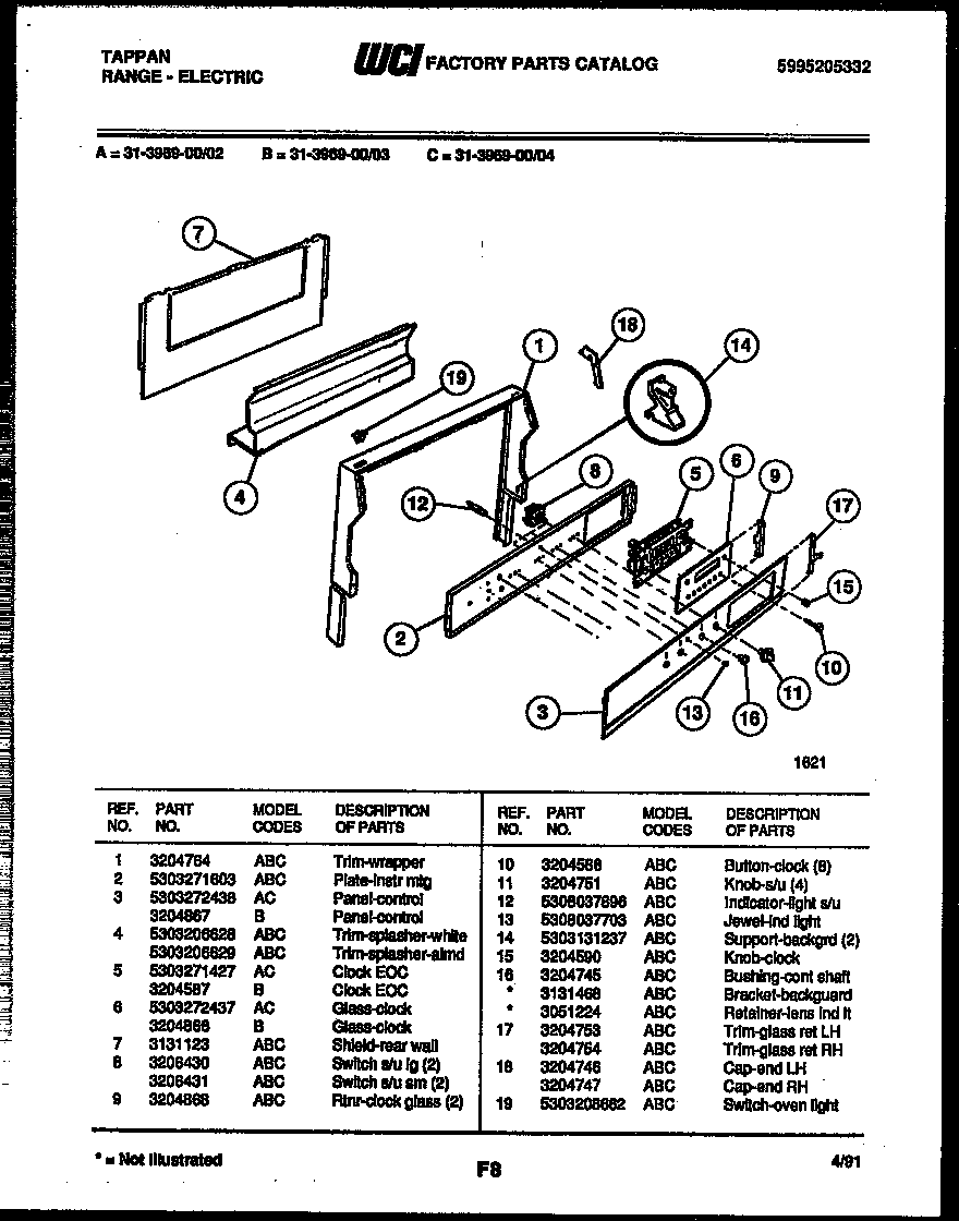 Tappan 31-3969-00-02 backguard diagram
