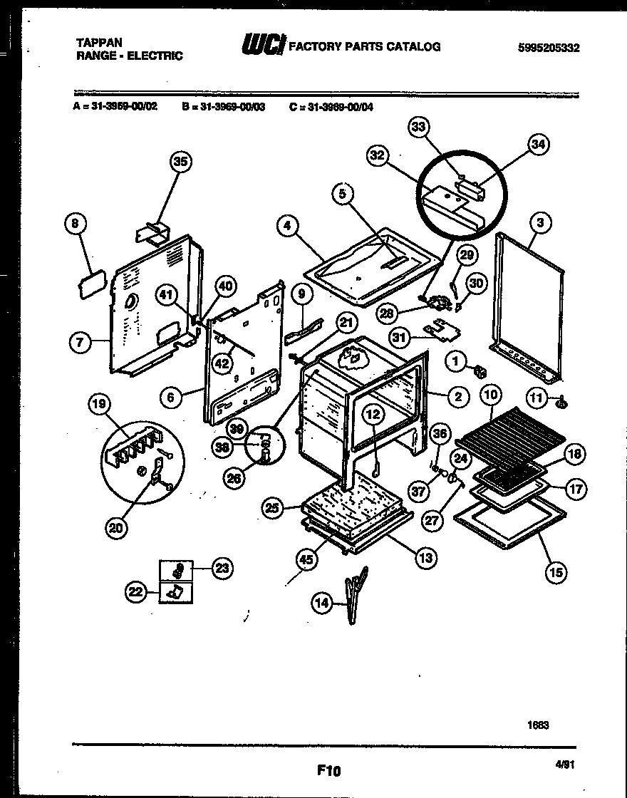 Tappan 31-3969-00-02 body parts diagram