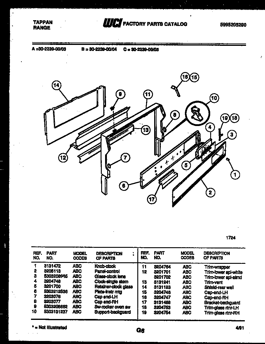 Tappan 30-2239-23-04 backguard diagram