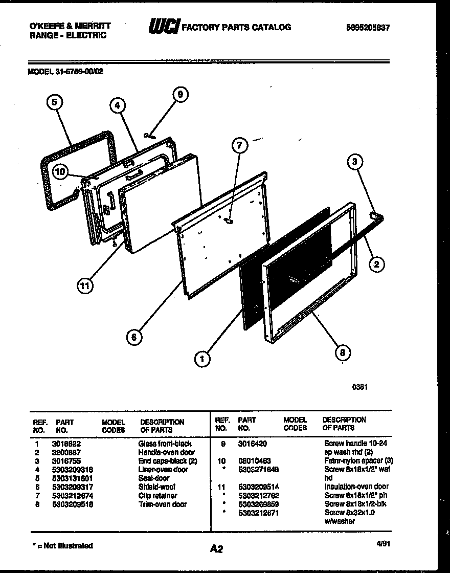 Tappan 31-6759-23-02 door parts diagram