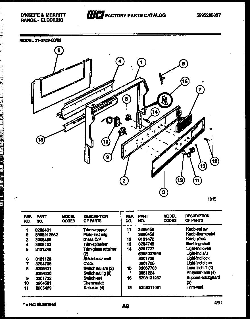 Tappan 31-6759-23-02 backguard diagram