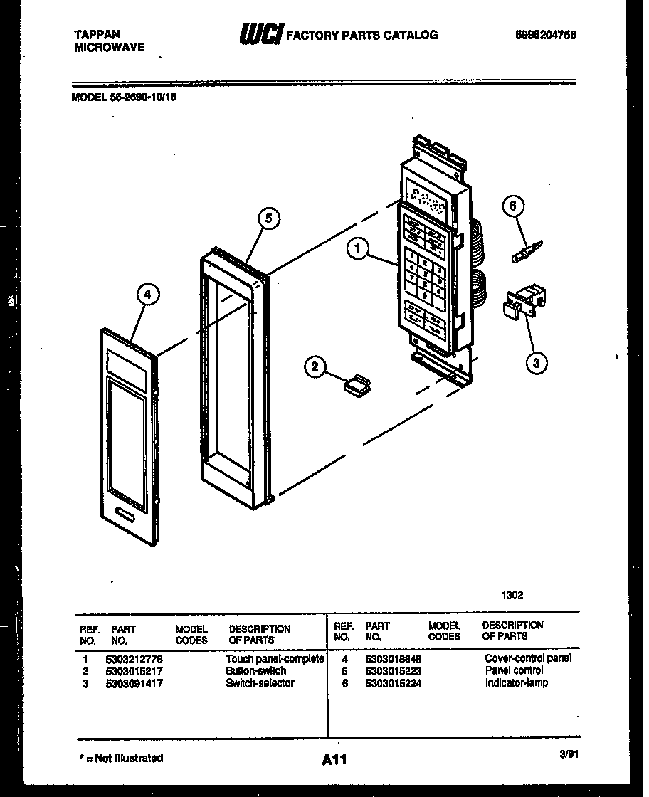 Tappan 56-2690-10-16 control panel diagram