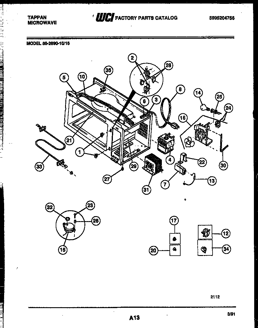Tappan 56-2690-10-16 functional parts diagram