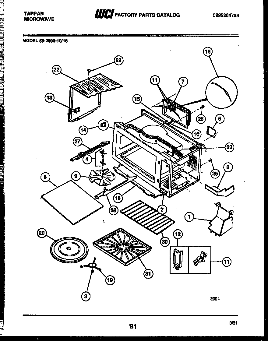 Tappan 56-2690-10-16 wrapper and body parts diagram