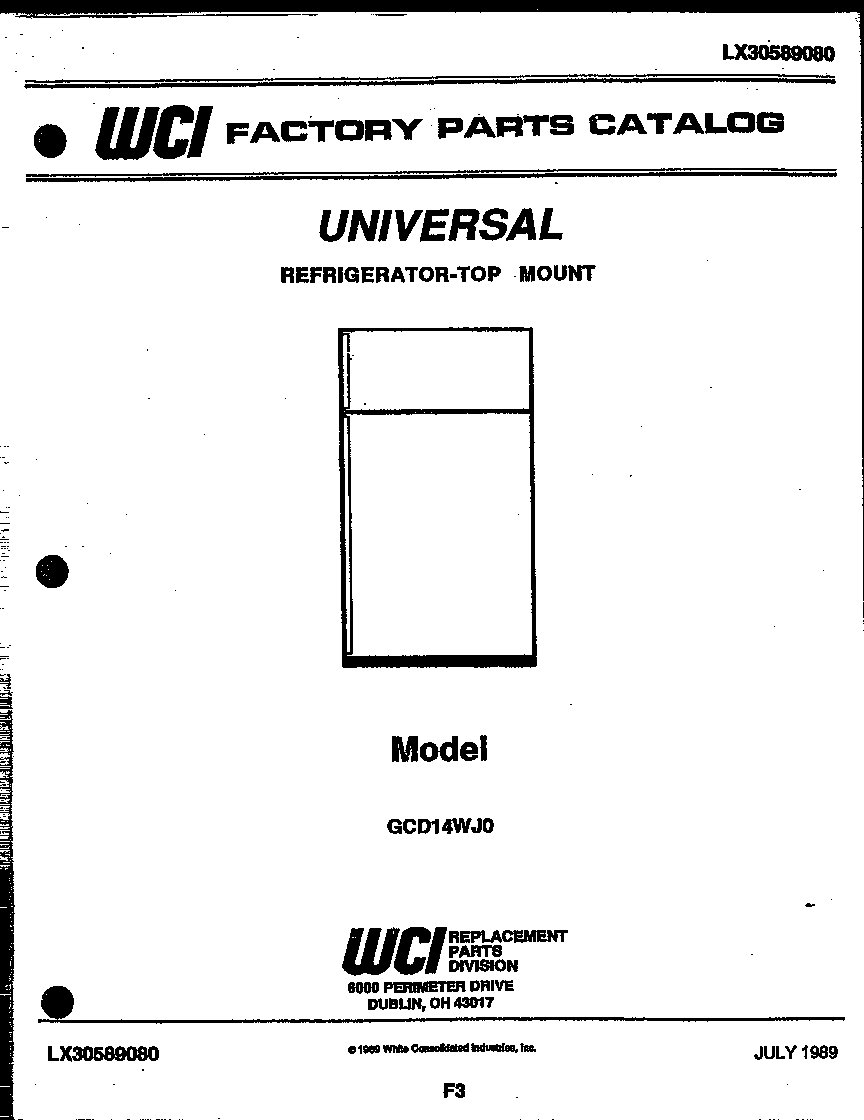 Frigidaire GCD14BJ0 cover diagram
